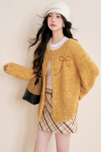 Sunset Velvet Bow knot Cardigan