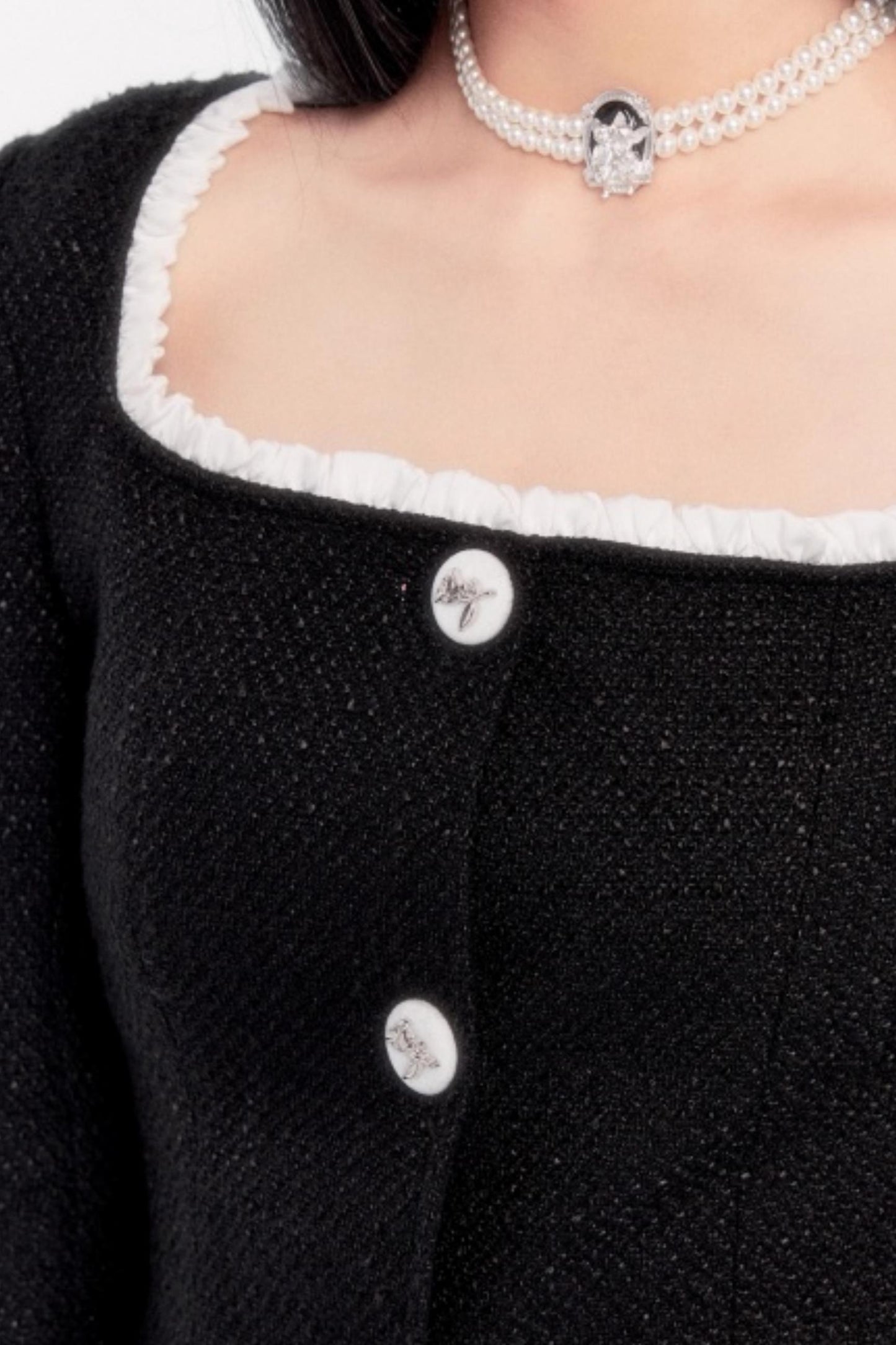 Retro Tweed Waist Jacket Dress Set-Up