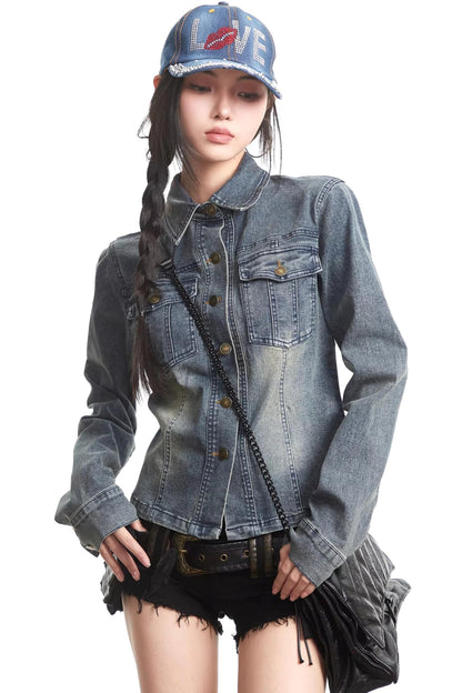 Retro Casual Short Denim Jacket Top