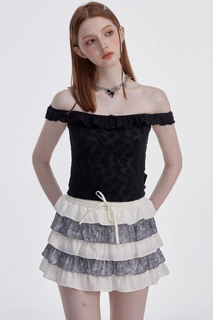 Beige-Gray High-Waisted A-Line Skirt