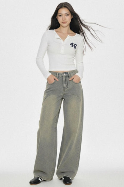 Retro Distressed Scimitar Jeans