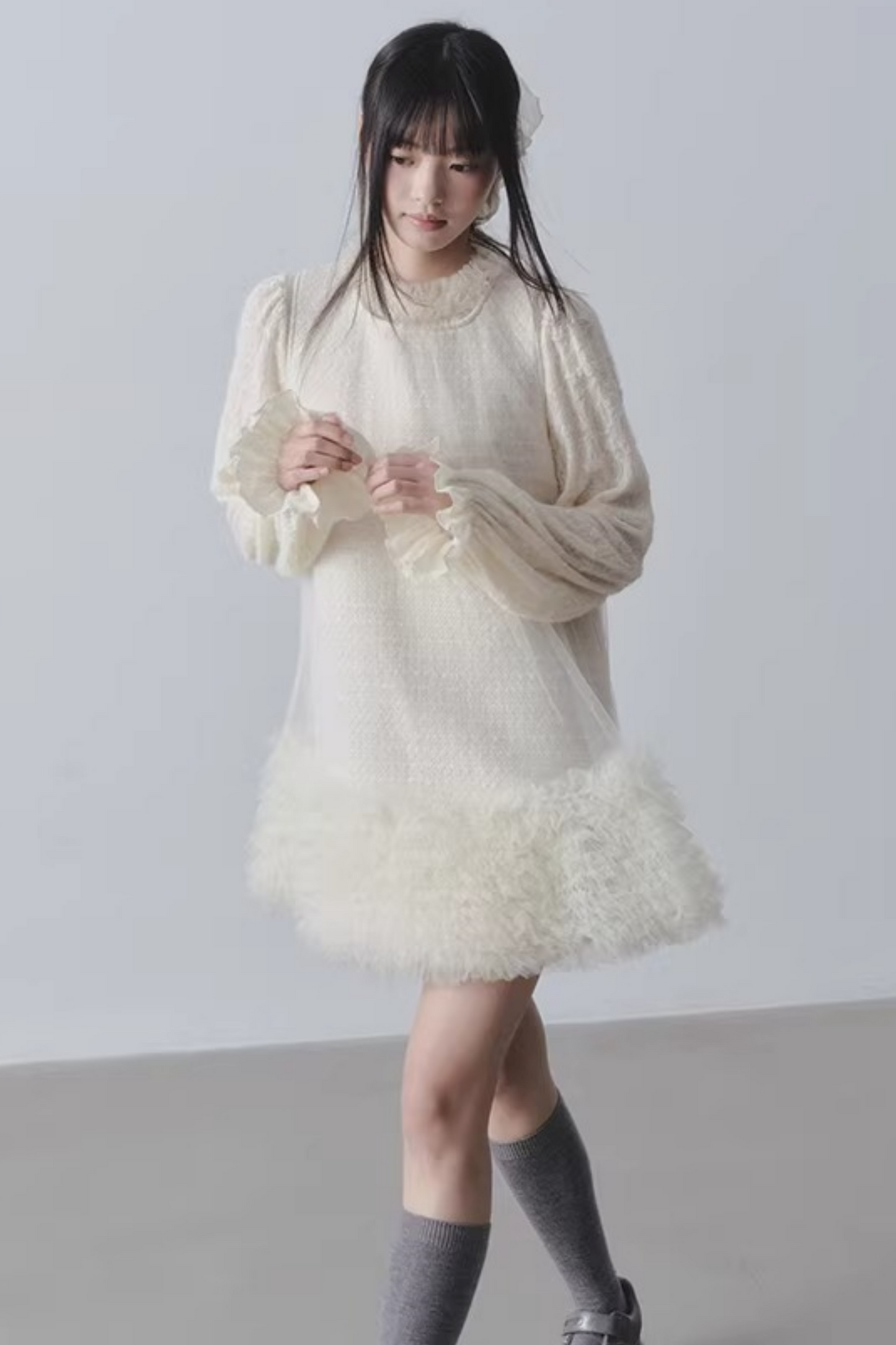 Yunding Coffee Tweed A-Line Dress