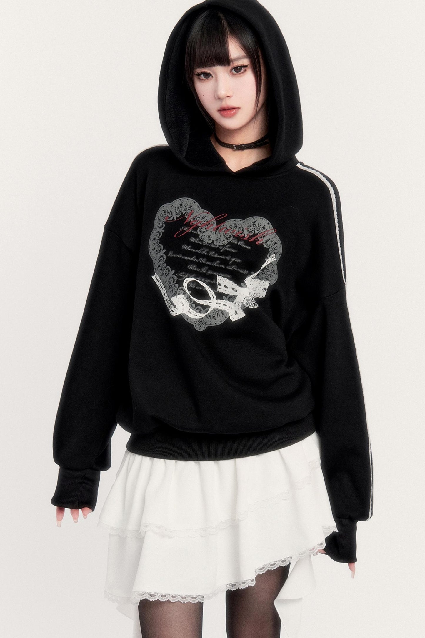 Sports Hooded Top & Skirt Set-Up