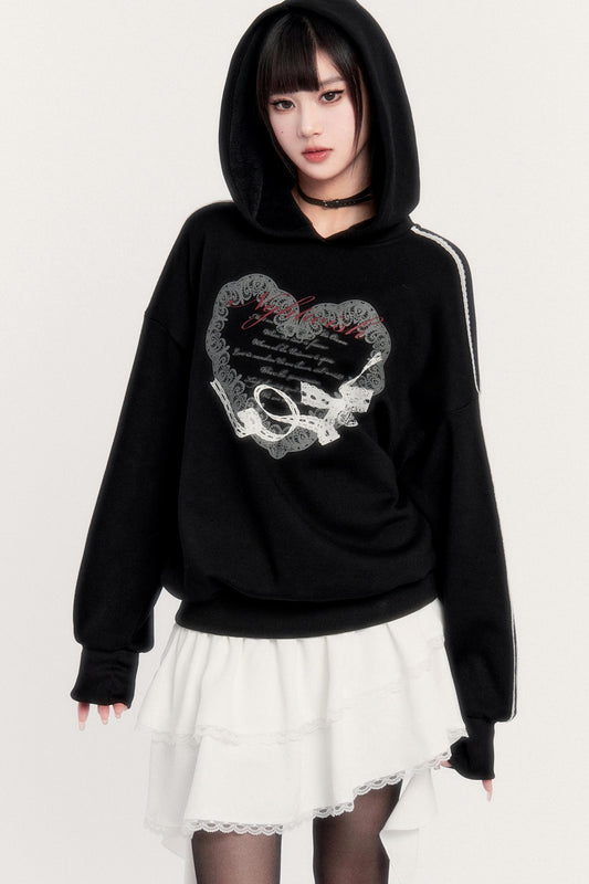 Sports Hooded Top & Skirt Set-Up