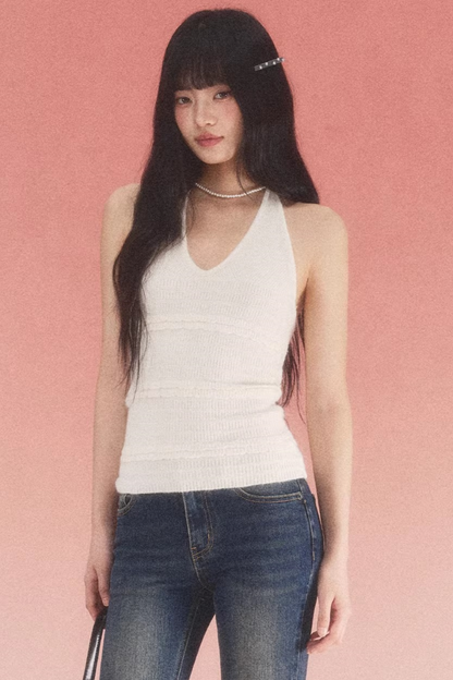 Textured Backless Knit Top