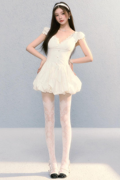 First Love Pure Waist Little White Summer Dress