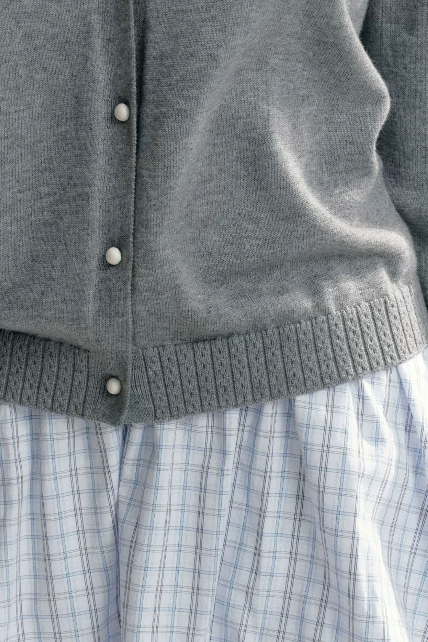 Contrasting Plaid Knitted Cardigan