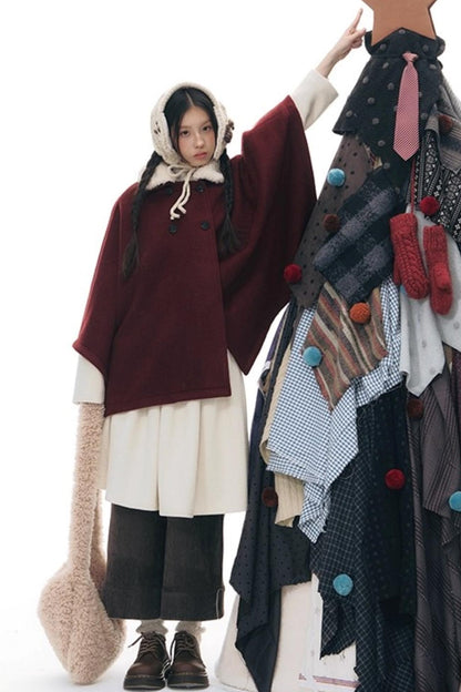 Plaid Cape Winter Coat