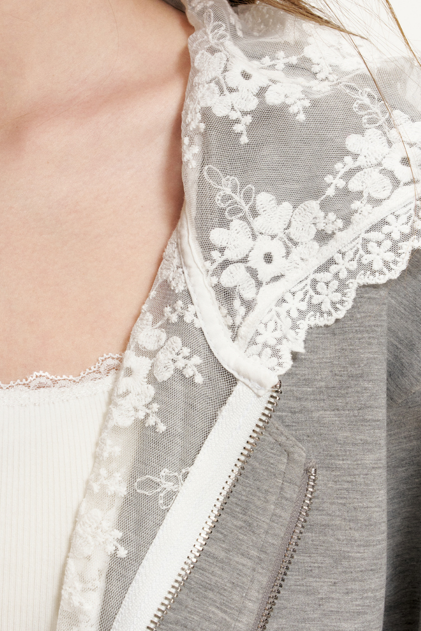 Lace Patchwork Hooded Jacket