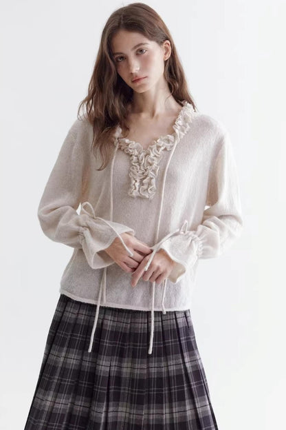 Ruffled Merino Wool Sweater