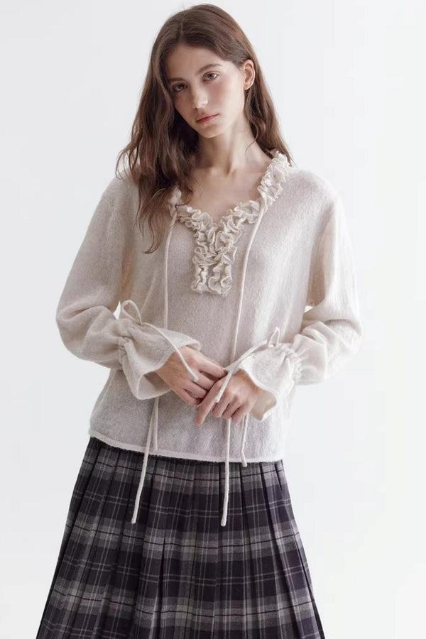 Ruffled Merino Wool Sweater