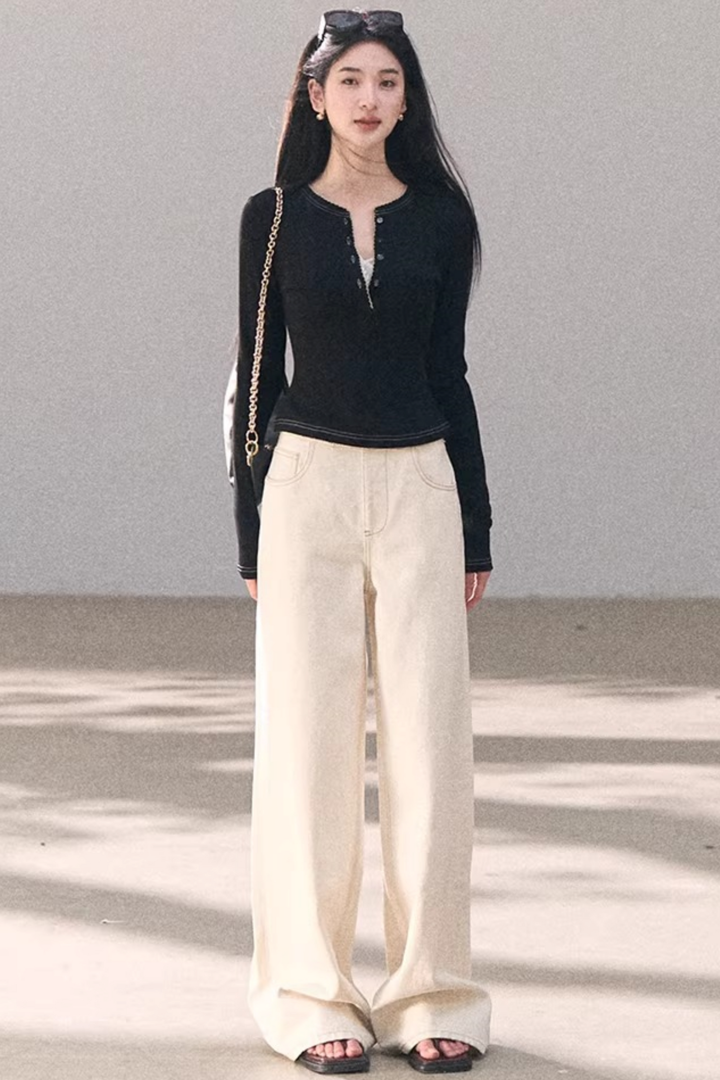 Washed Wide-Leg Lace Pants