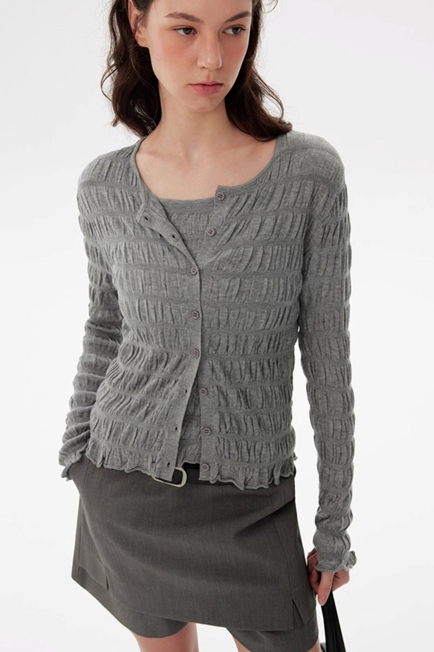 Woolen Slim Knit Cardigan & Sling Set-Up