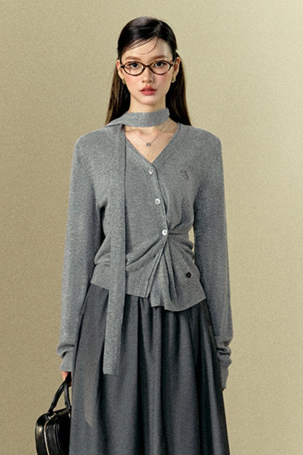 Simple Gray Lazy Knitwear Top