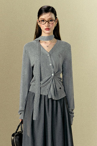 Simple Gray Lazy Knitwear Top