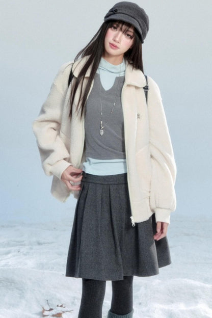 Japanese Retro Lamb Wool Jacket