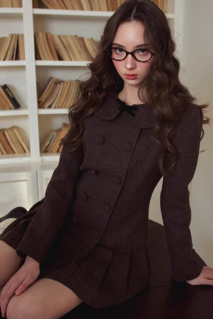 Retro Houndstooth Pleated Dress