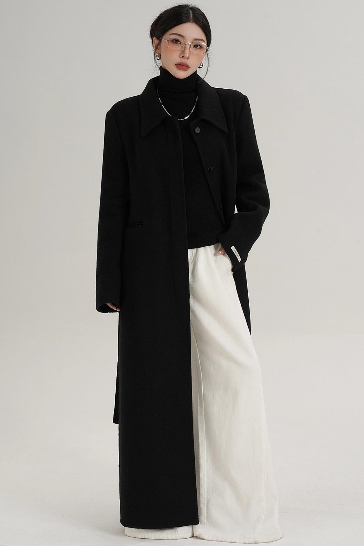 Elegant Extra-Long Wool Coat