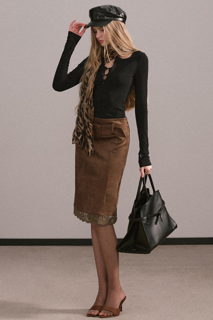 Lyocell Lace Zipper Top