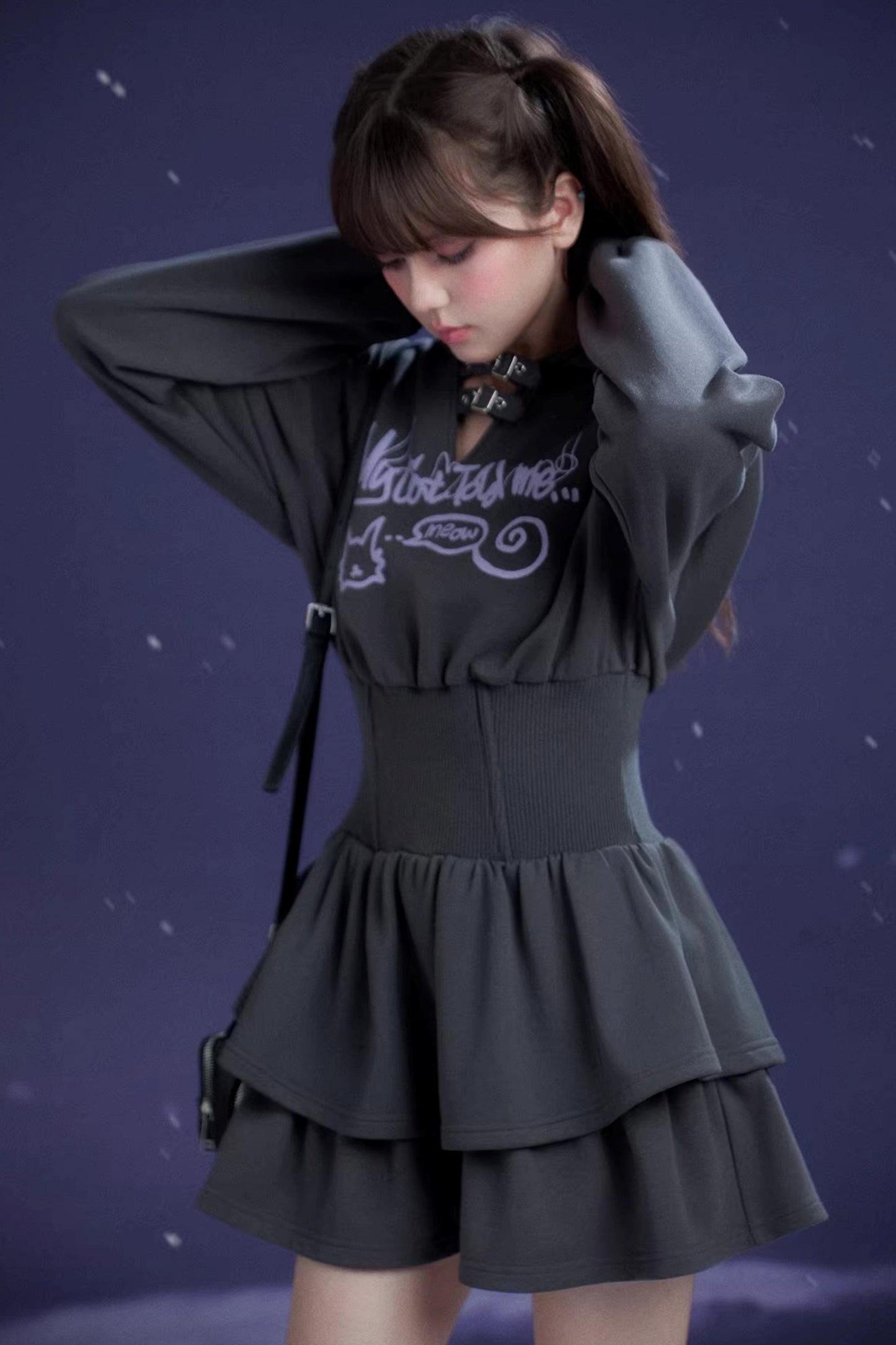 Gray Hooded Sweatshirt Dress