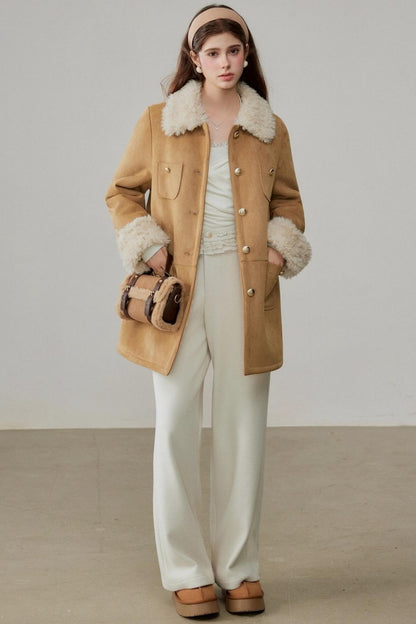 Fur Integrated Suede Winter Jacket