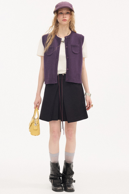 Rundhals Strickweste Cardigan