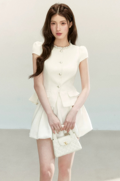 Tweed Puff Skirt and Top Set