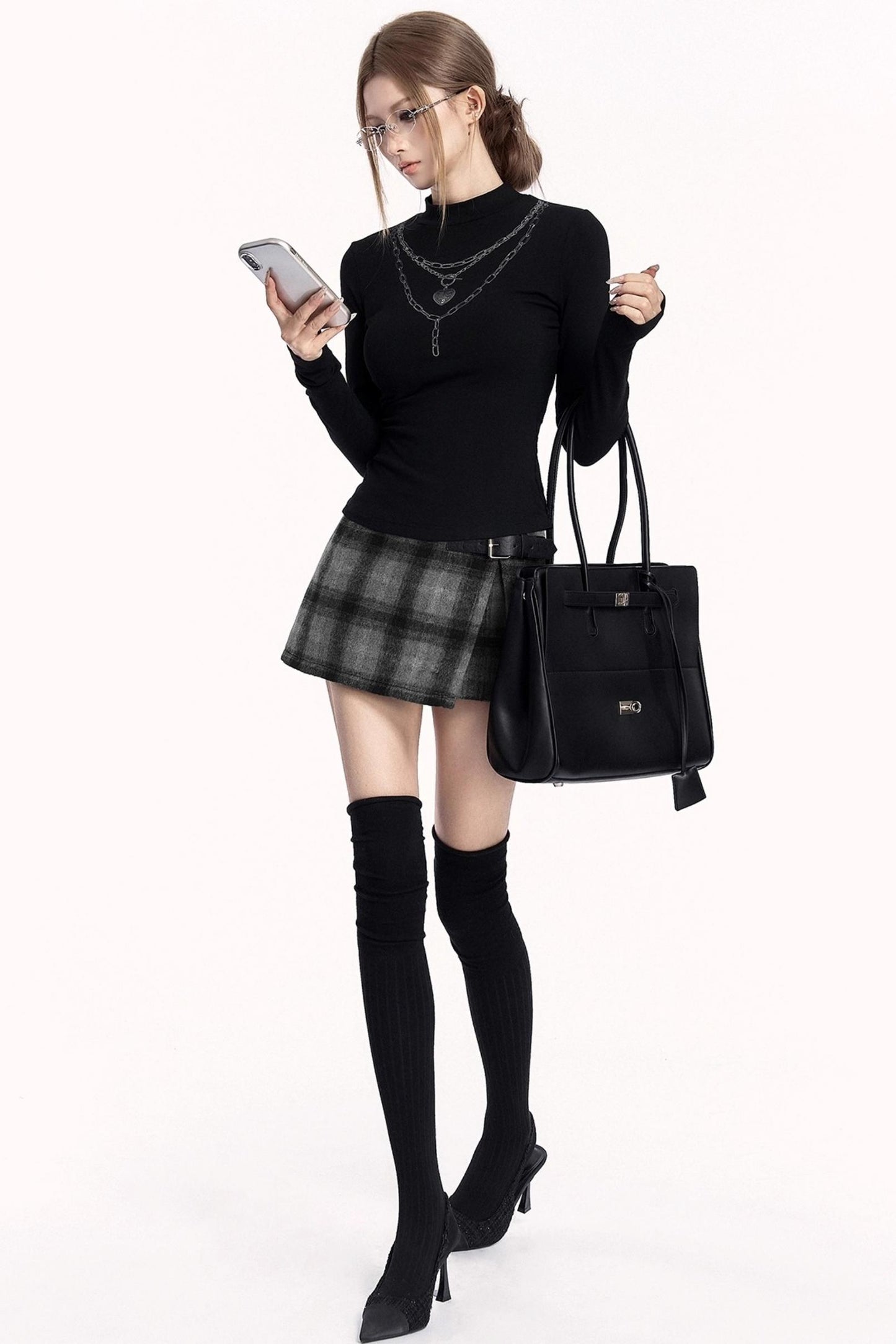 Plaid Woolen Trouser Skirt