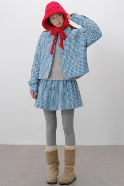 Elasticated Plaid Quilted A-Line Skirt