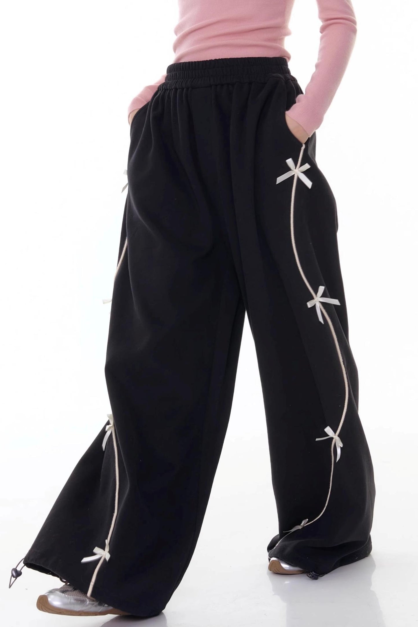 High-Waisted Wide-Leg Sports Sweatpants