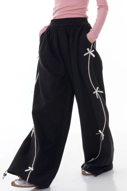 High-Waisted Wide-Leg Sports Sweatpants