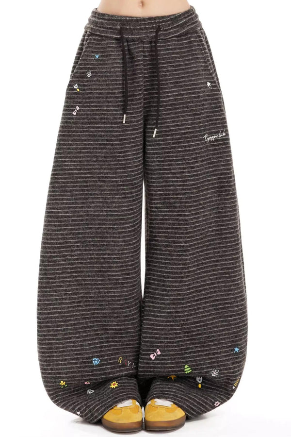 Retro Star Stripe Fleece Pants