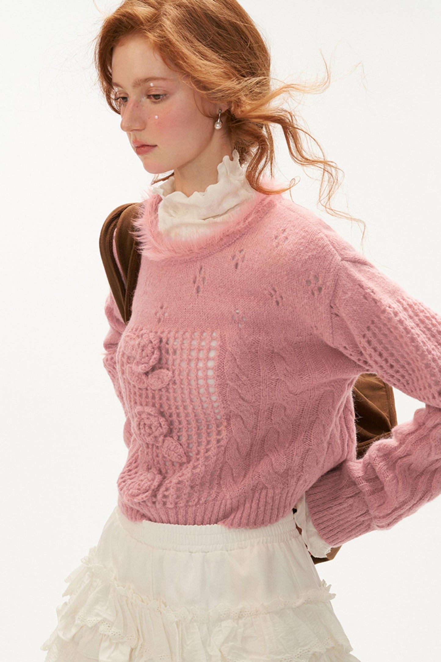 Rose Wool Knit Sweater