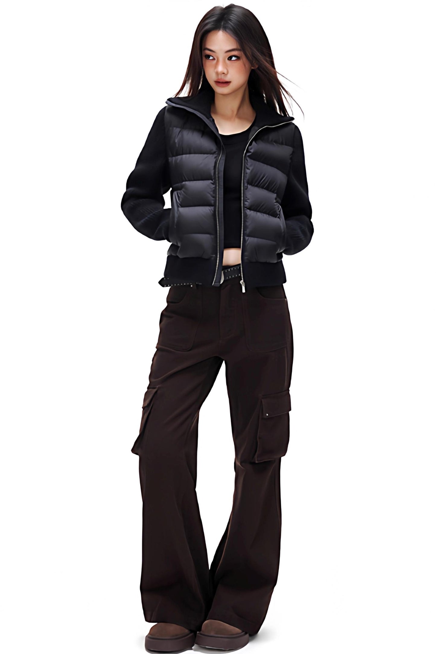 Ribbed Knitted Patchwork Jacket