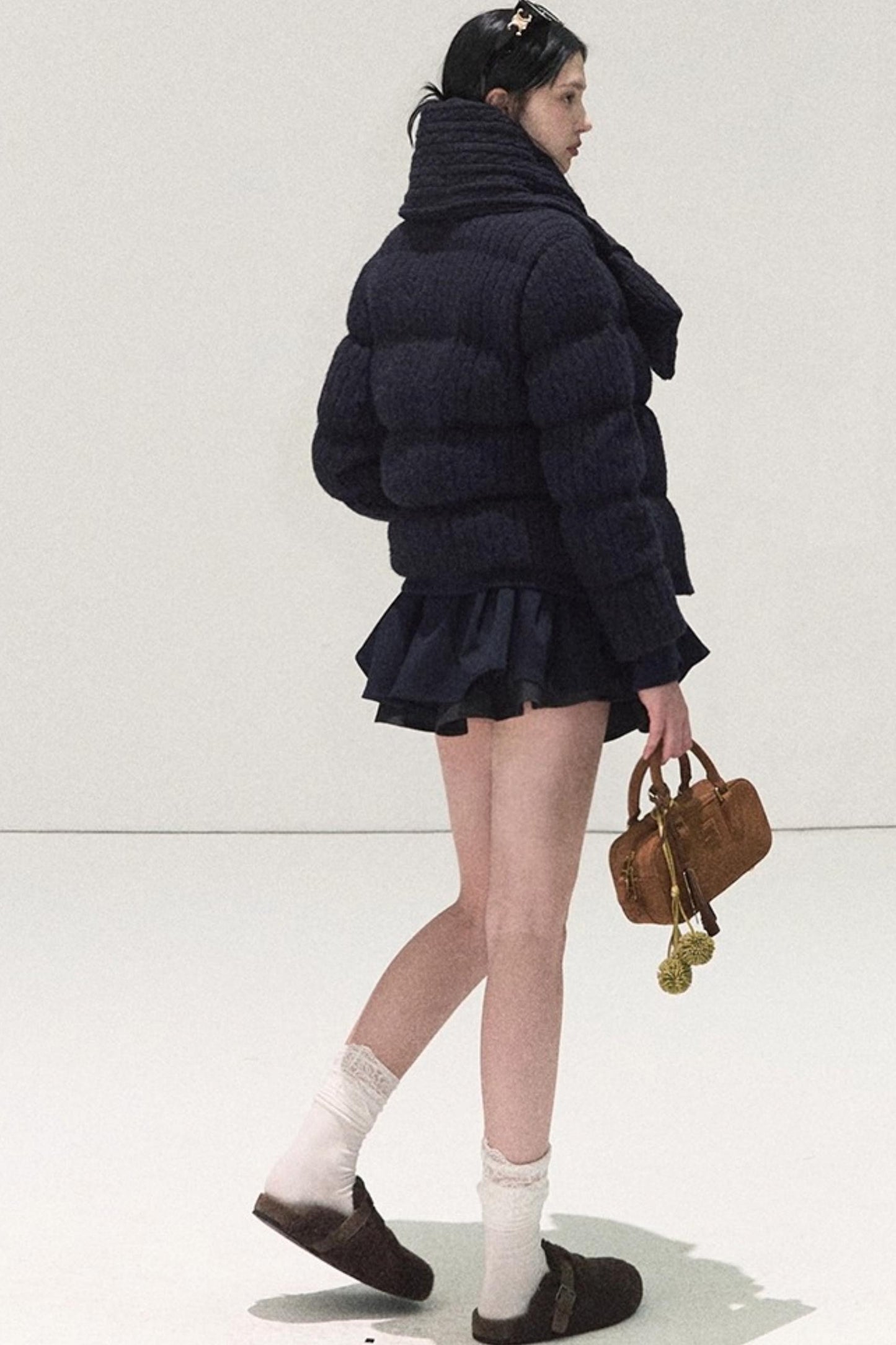 Plaid Color-Blocked A-Line Skirt