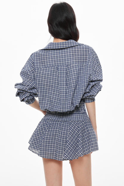 Blue Plaid Skirt Set-Up