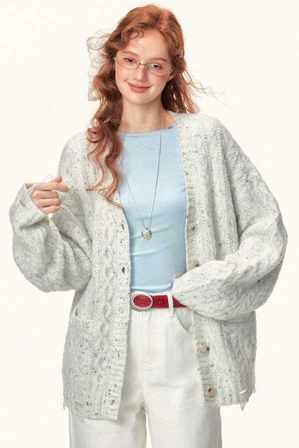 Atmospheric Irregular V-Neck Cardigan