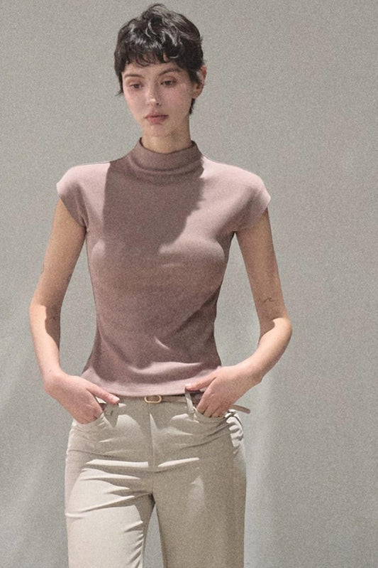 Ribbed Lyocell Short Sleeve Top