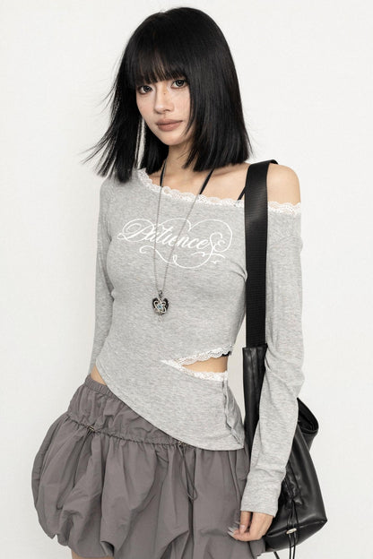 Lace Edge IRREGULAR T-SHIRT