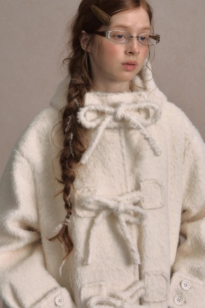 College Hooded Thick Woolen Jacket