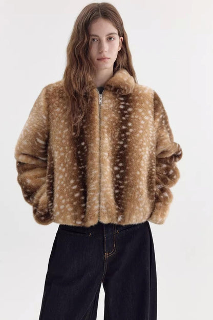 Caramel Brown Deer Pattern Coat