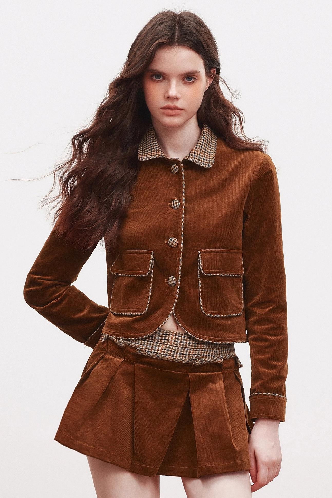 Corduroy Cardigan Suit Top Set-Up