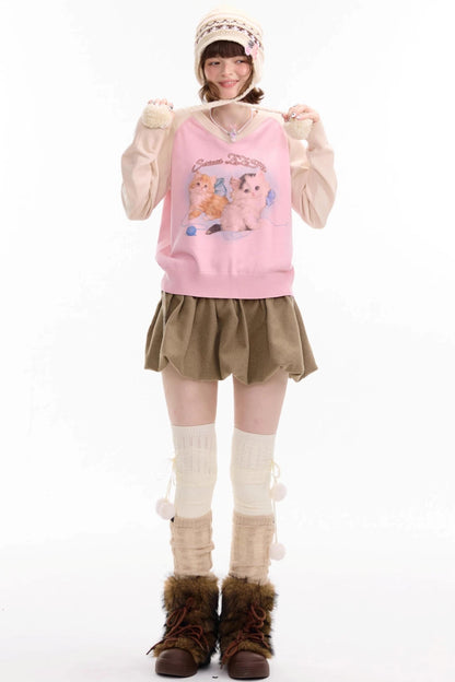 Autumn High-Waisted Woolen A-Line Skirt