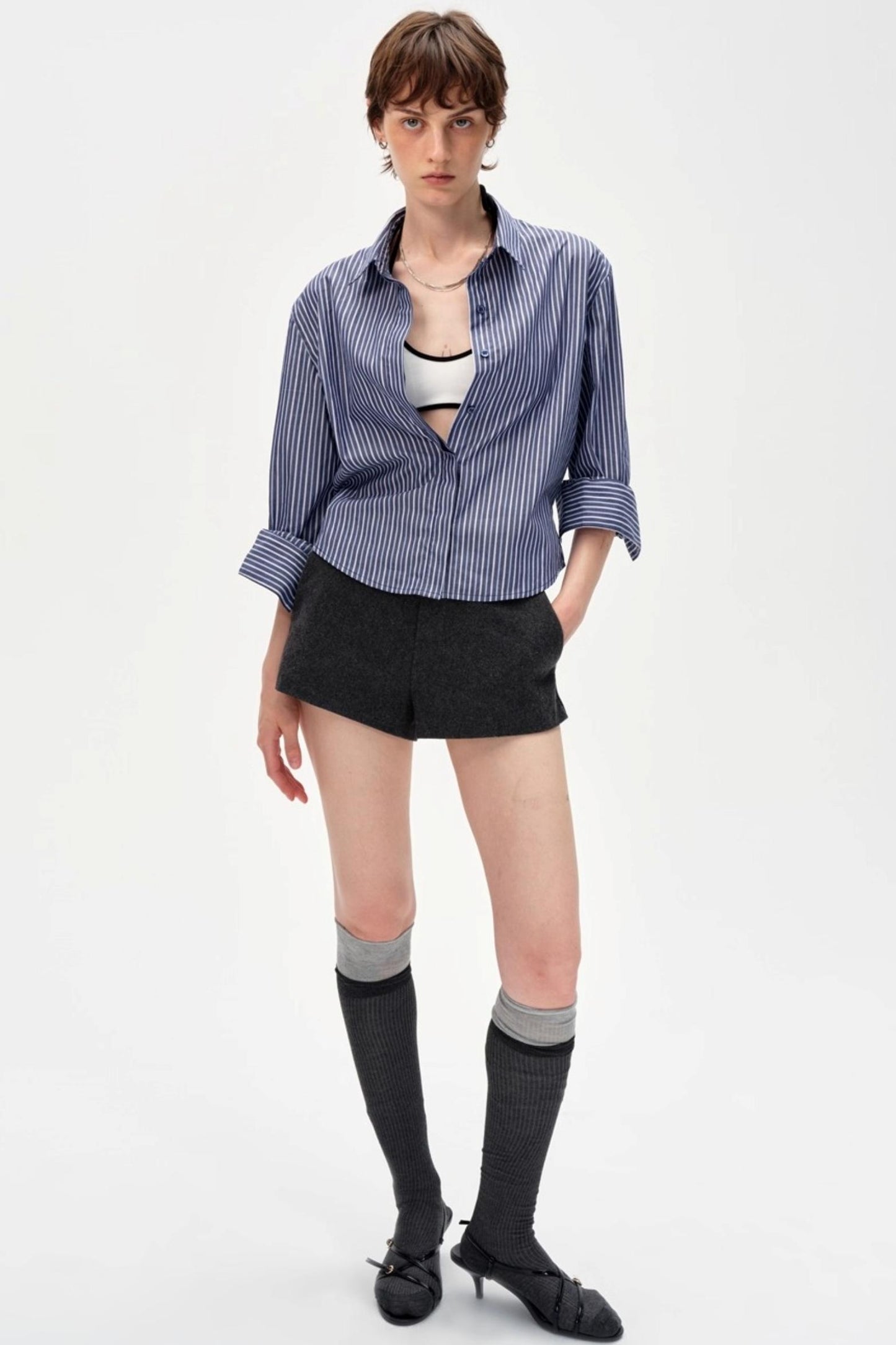 Blue and White Striped Shirt