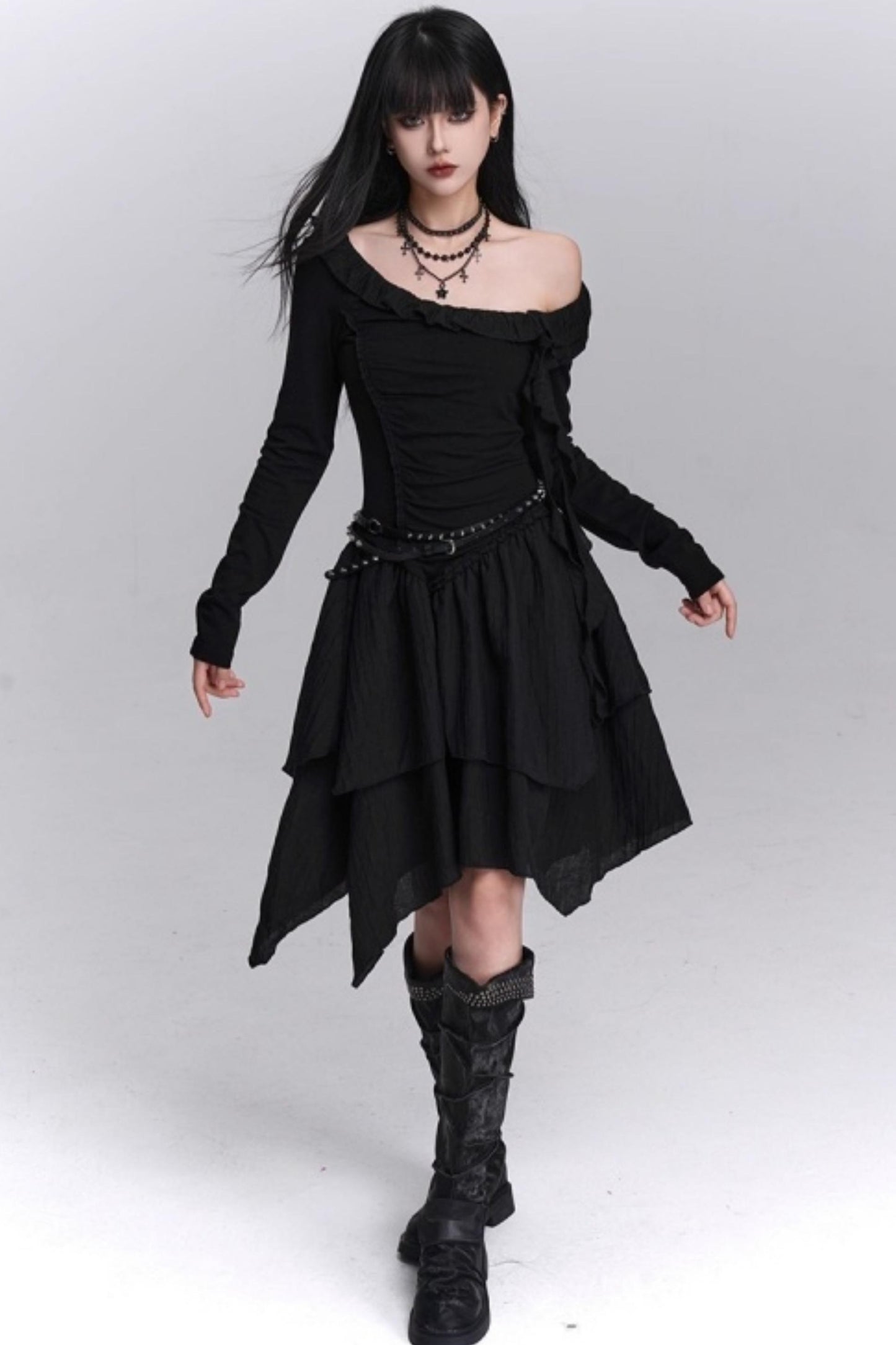 Cinched-Waist Autumn Dress