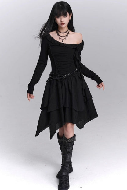 Cinched-Waist Autumn Dress