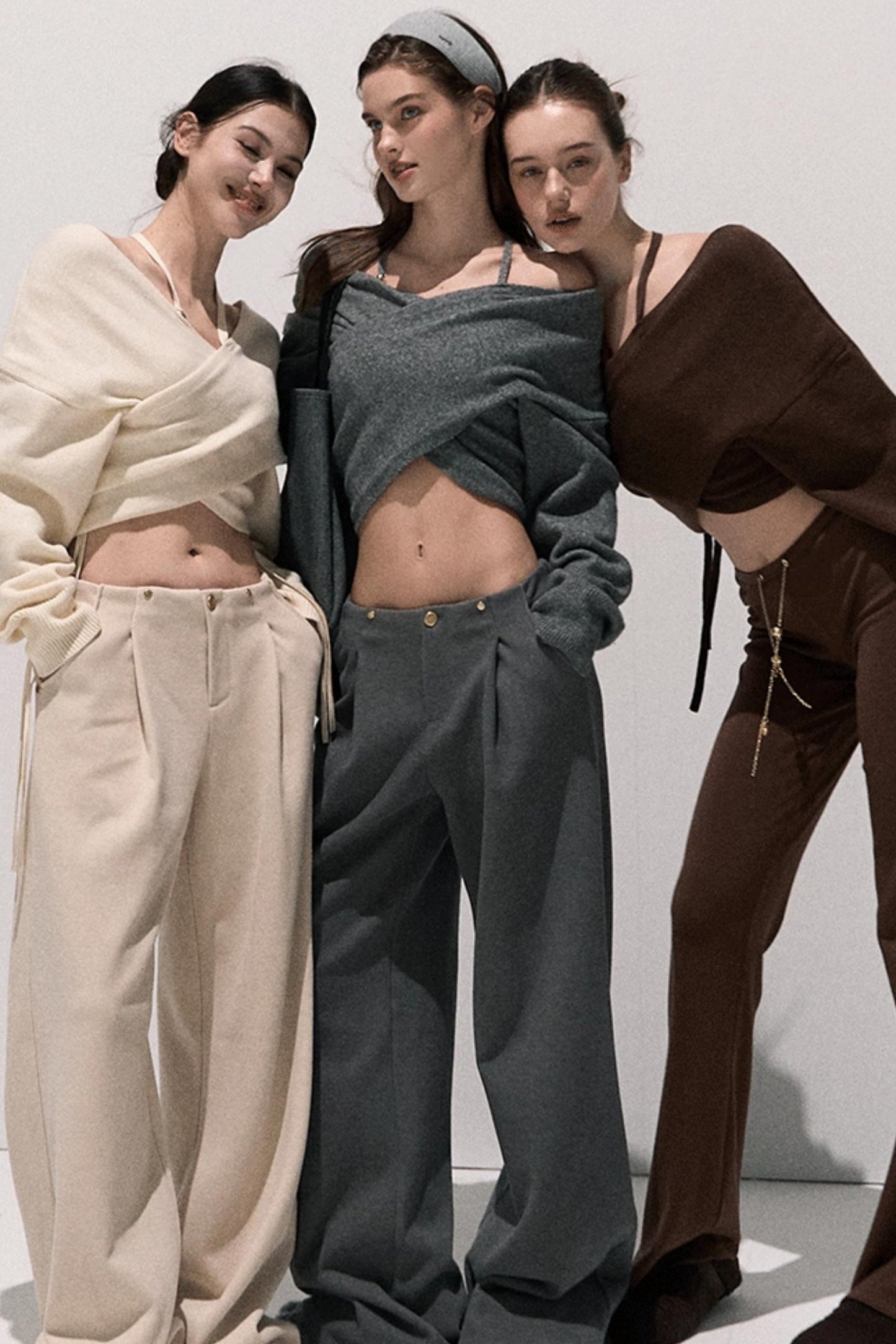 Cross-Waist Cropped Sweater