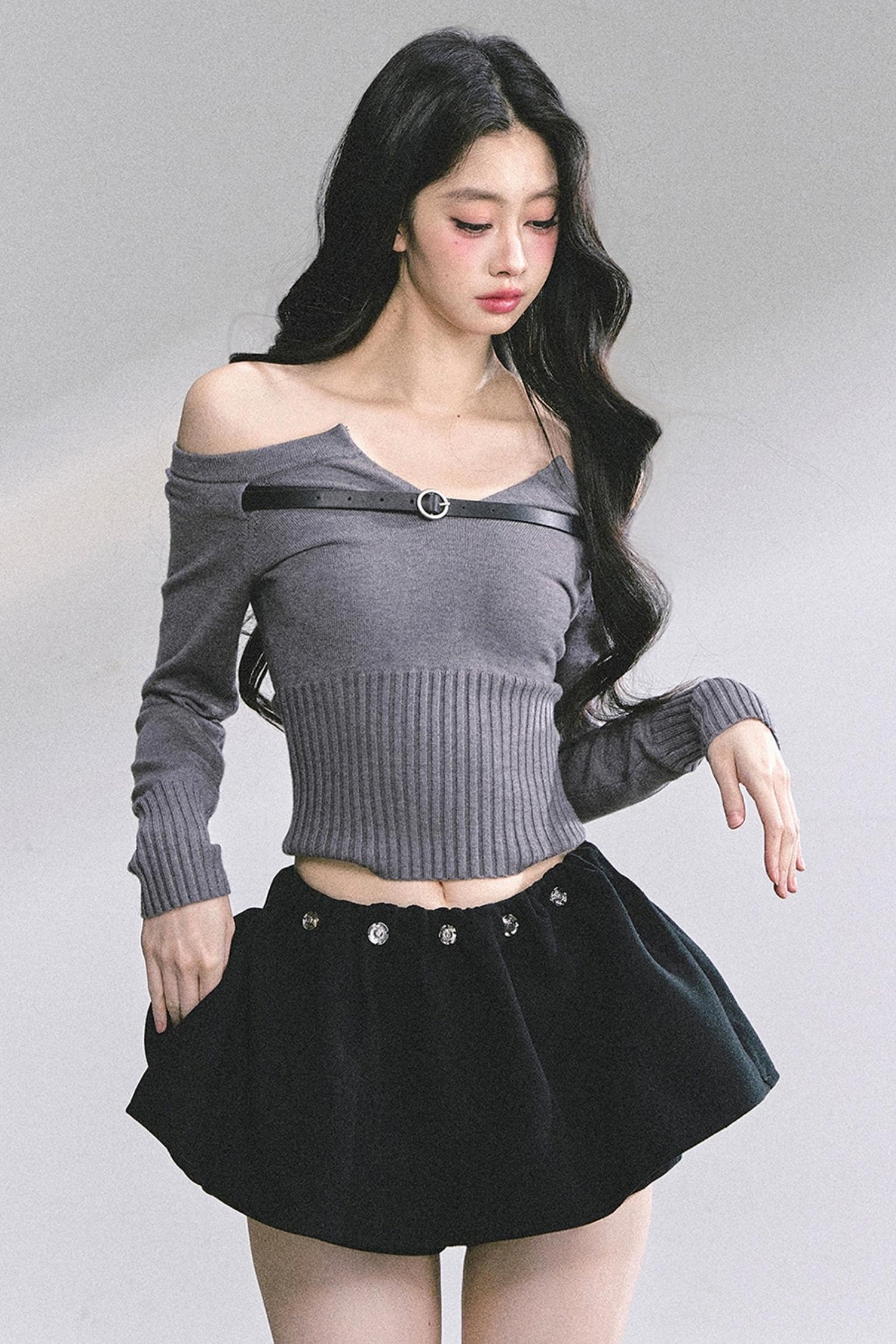 Lazy Weekend One-Shoulder Knitted Top