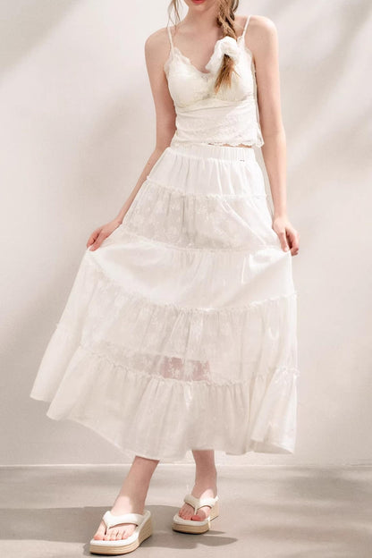 Pure White Lace Halter Skirt