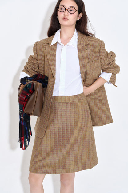 Color Block Plaid Suit Jacket